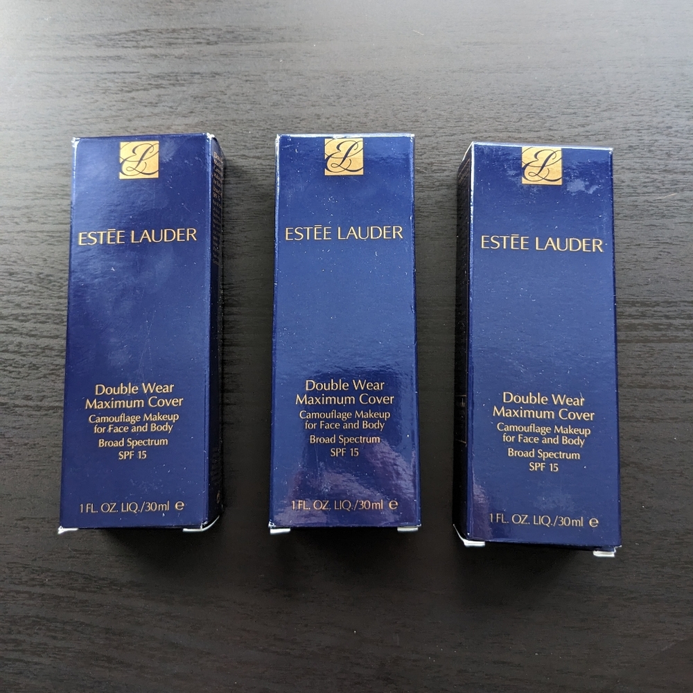 Bundle of 3 Estee Lauder Double Wear Maximum Cover in 2C5 Creamy Tan
